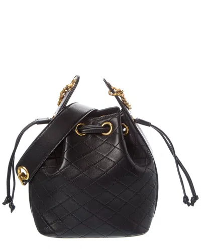 Saint Laurent Joe Mini Quilted Leather Bucket Bag In Black