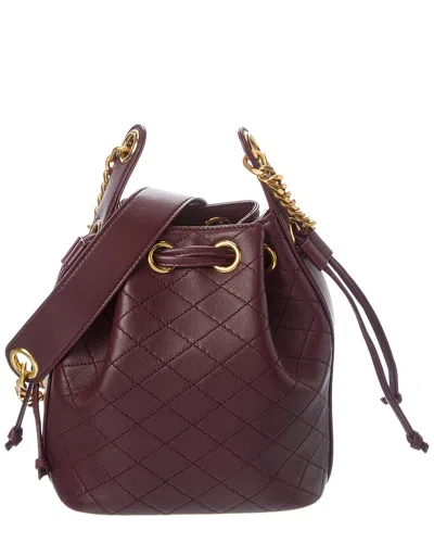 Saint Laurent Joe Mini Quilted Leather Bucket Bag In Red
