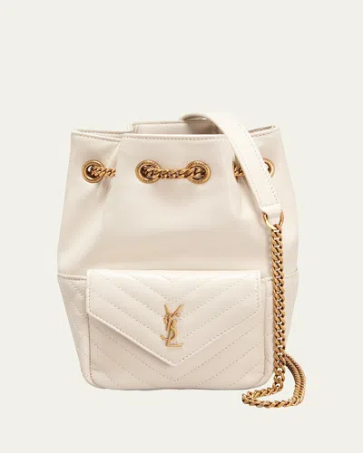 Saint Laurent Joe Mini Ysl Bucket Bag In Smooth Leather In Crema Soft