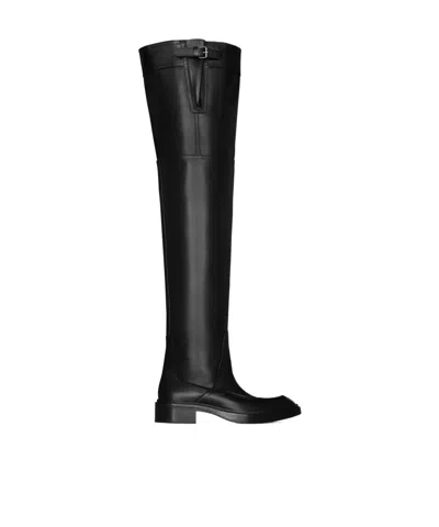 Saint Laurent Joe Over-the-knee Boots In Smooth Leather In Black
