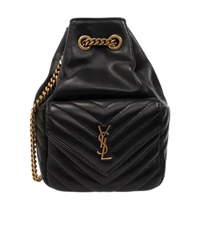 Saint Laurent Joe Quilted Backpack In Black