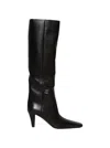 Saint Laurent Jill Calfskin Knee Boots In Black
