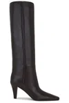 Saint Laurent Jill Calfskin Knee Boots In Black