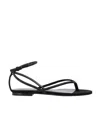 Saint Laurent Jota 05 Flat Leather Sandals In Black