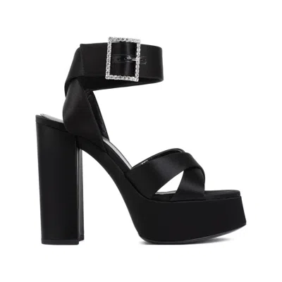 Saint Laurent Jota 85 Heaven Black Leather Silk Sandals