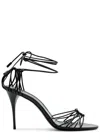 Saint Laurent 90mm Babylone Cassandre-plaque Leather Sandals In Black