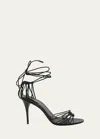 Saint Laurent 90mm Babylone Cassandre-plaque Leather Sandals In Black