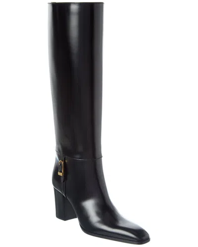 Saint Laurent Julia 70 Leather Knee-high Boot In Black