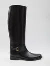 Saint Laurent Julia Calf-leather Buckle Boots In Black