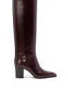 Saint Laurent Julia Smooth Leather Boots In Red
