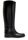 Saint Laurent Julia Glossed Leather Knee-high Boots In Black