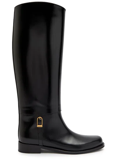 SAINT LAURENT SAINT LAURENT JULIA GLOSSED LEATHER KNEE-HIGH BOOTS