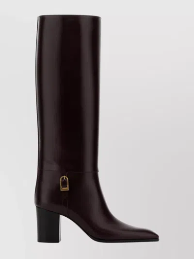 SAINT LAURENT JULIA KNEE-HIGH BOOTS BLOCK HEEL
