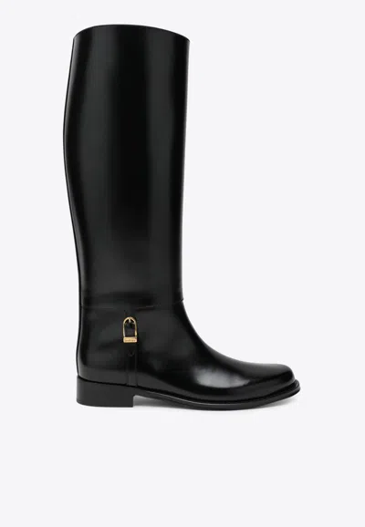 SAINT LAURENT JULIA KNEE-HIGH LEATHER BOOTS
