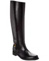 Saint Laurent Julia Glossed Leather Knee-high Boots In Black