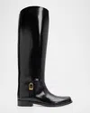 Saint Laurent Julia Buckle-embellished Leather Knee Boots In Black