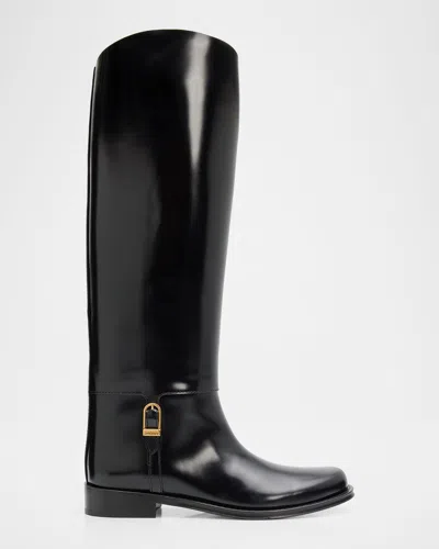 SAINT LAURENT JULIA LEATHER RIDING BOOTS