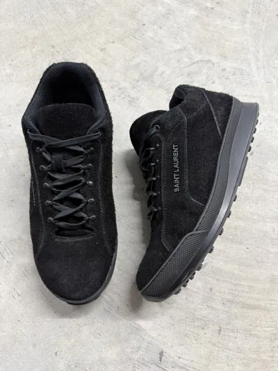 Pre-owned Saint Laurent Jump Black Suede Sneakers