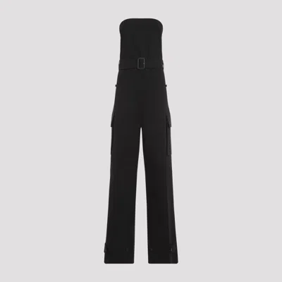 Saint Laurent Cassandre Strapless Jumpsuit In Black