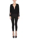 Saint Laurent Jumpsuit With Open Sleeves In Crepe Jersey In Black