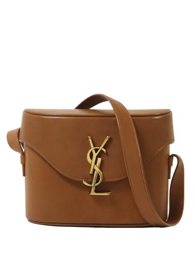 Pre-owned Saint Laurent June Box Calfskin Crossbody Bag In Brown