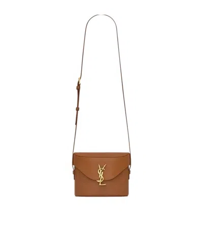 Saint Laurent June Box Cross Body Bag In Brown