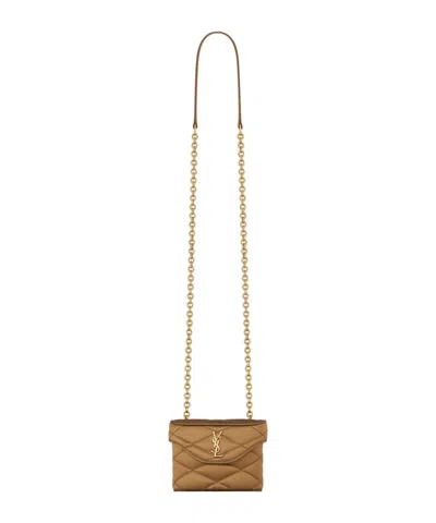 Saint Laurent June Micro Box Bag In Satin In Bitter Cocoa