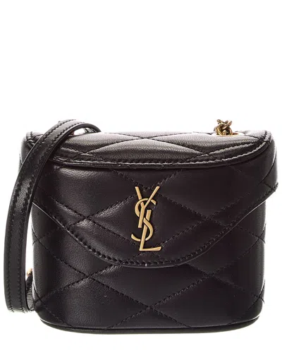 Saint Laurent June Micro Box Leather Shoulder Bag In Black