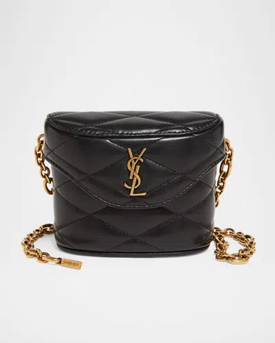 Saint Laurent June Ysl Quilted Leather Belt Bag In Black