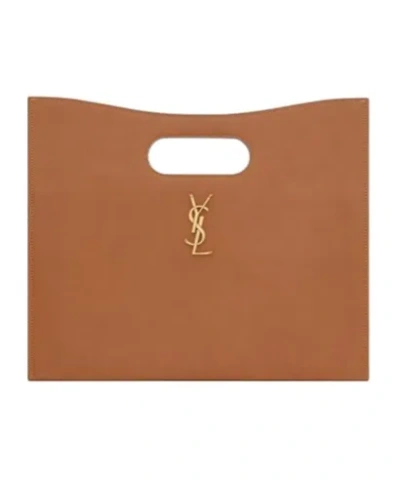 Saint Laurent Junon Leather Tote Bag In White