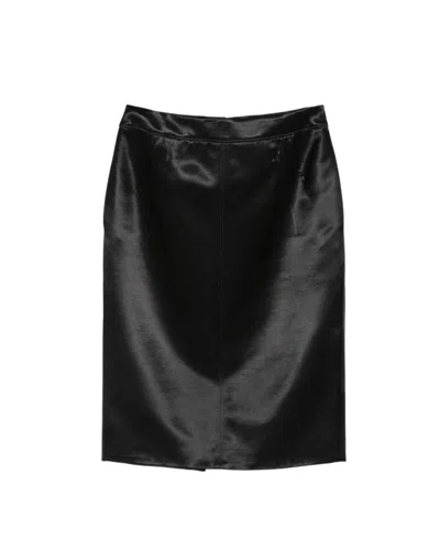 Saint Laurent Jupe Base Js44 Avec Fente Et Z In Black