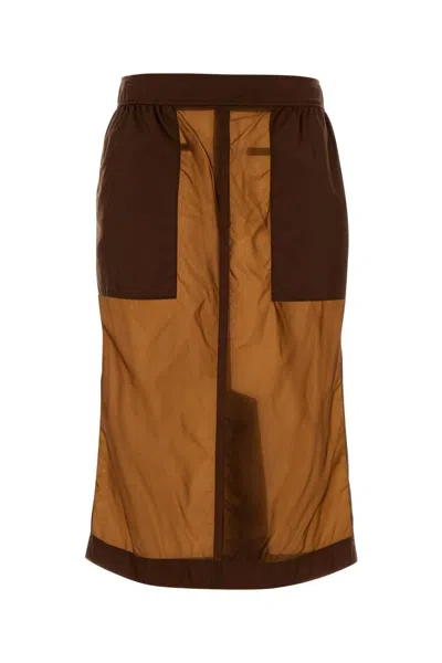 Saint Laurent Chocolate Nylon Skirt In Brown