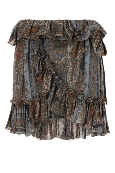 Saint Laurent Minigonna In Georgette Stampato  Donna In Printed