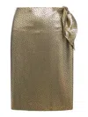 Saint Laurent Knotted Pencil Skirt In Polka Dot Lamé In Noir Or