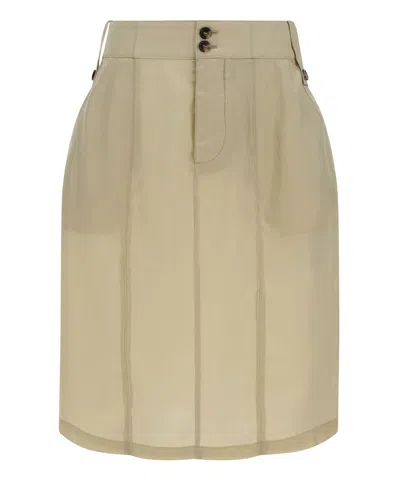 Saint Laurent Jupe Twill Bemberg Mini Skirt In Beige
