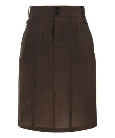 Saint Laurent Bemberg Skirt In Brown