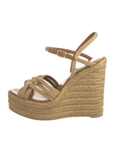 Pre-owned Saint Laurent Jute Braided Accents Espadrilles In Neutral