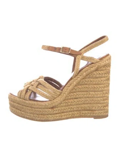 Pre-owned Saint Laurent Jute Braided Accents Espadrilles In Neutral