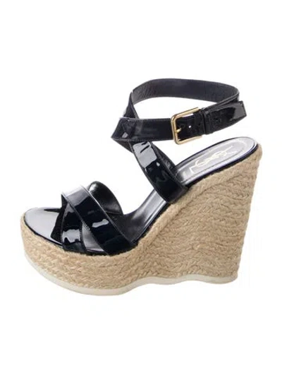 Pre-owned Saint Laurent Jute Espadrilles In Blue