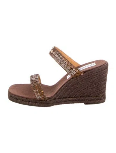 Pre-owned Saint Laurent Jute Espadrilles In Brown