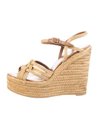 Pre-owned Saint Laurent Jute Pumps In Neutral