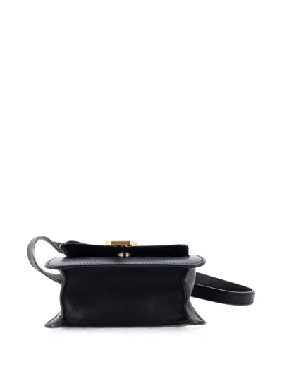 Pre-owned Saint Laurent Kaia Flap Leather North South Satchel In Black