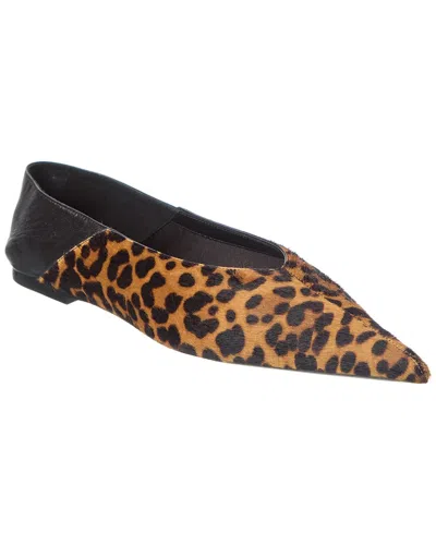 Saint Laurent Kamari Haircalf & Leather Flat In Brown