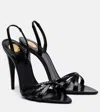 Saint Laurent Kate 110 Croc-effect Leather Slingback Sandals In Black