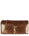 Saint Laurent Kate 99 Medium Sequin Wallet On Chai