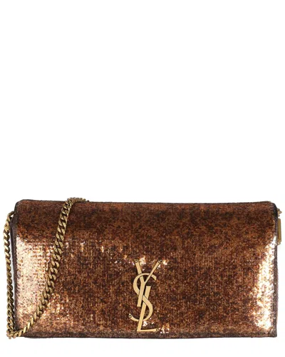 Saint Laurent Kate 99 Medium Sequin Wallet On Chai