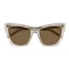 Saint Laurent Kate Cat-eye Frame Sunglasses In 032 Beige Beige Brown