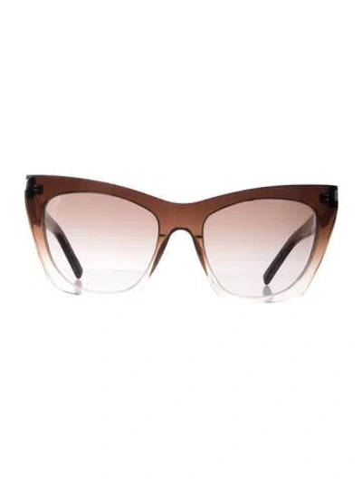 Pre-owned Saint Laurent Kate Cat-eye Sunglasses In Black