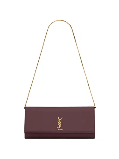 Saint Laurent Kate Clutch In Hotwine Powder Grain In Burgundy