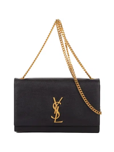 Pre-owned Saint Laurent Kate Chain-strap Leather Shoulder Bag In Black